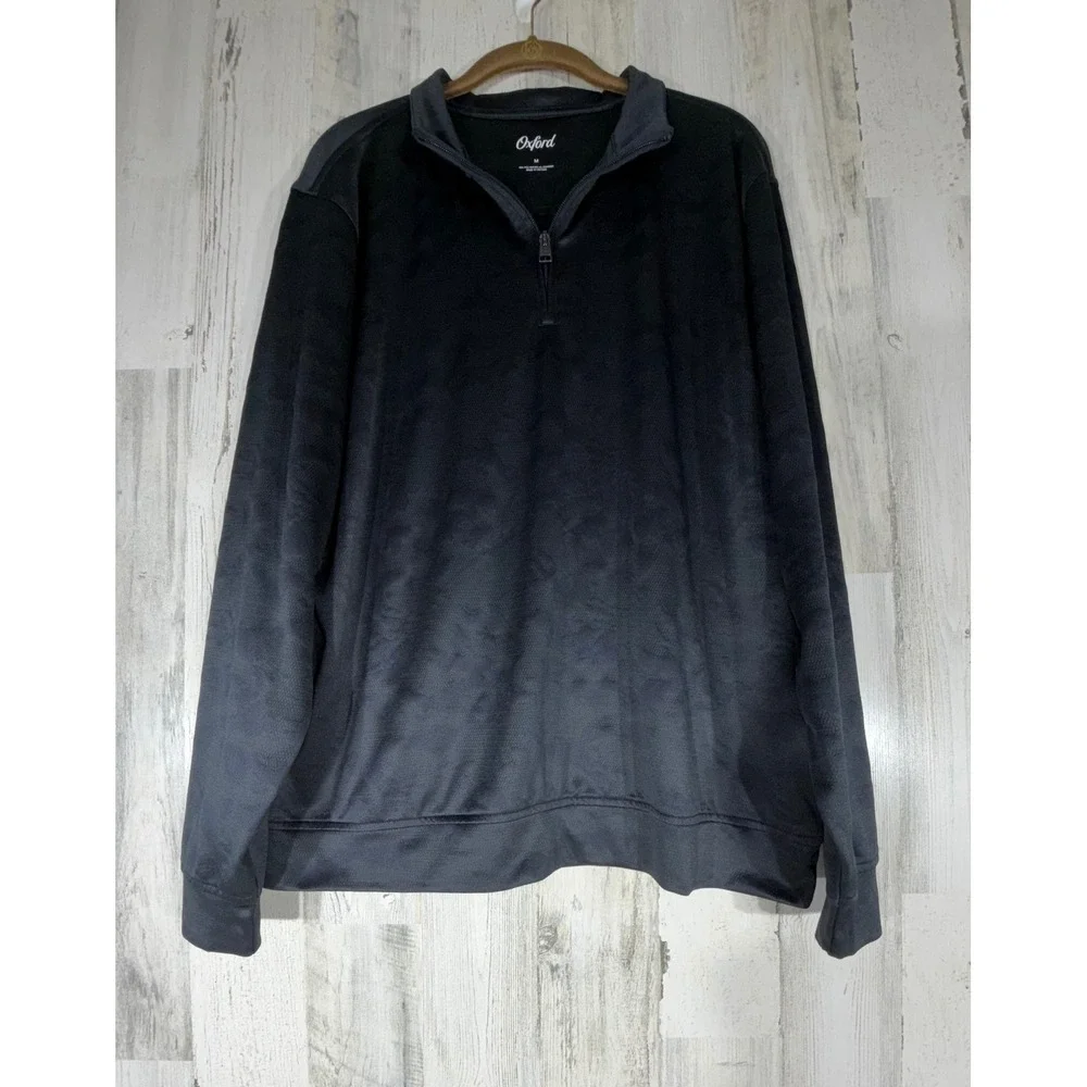 Oxford Mens Black 1/4 Zip Pullover Size Medium Subtle Camo Textured Performance‎